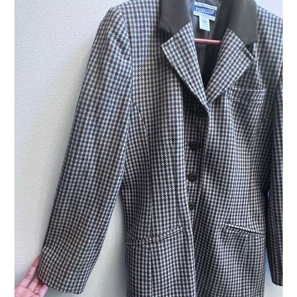 REAR Vintage Pendleton Blazer 100% Virgin Wool Tweed Houndstooth Women's Size 8 - Picture 7 of 8